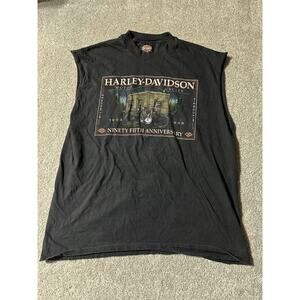 Vintage 90s Harley Davidson Sleeveless Cutoff Tshirt XL Grunge Biker Americana